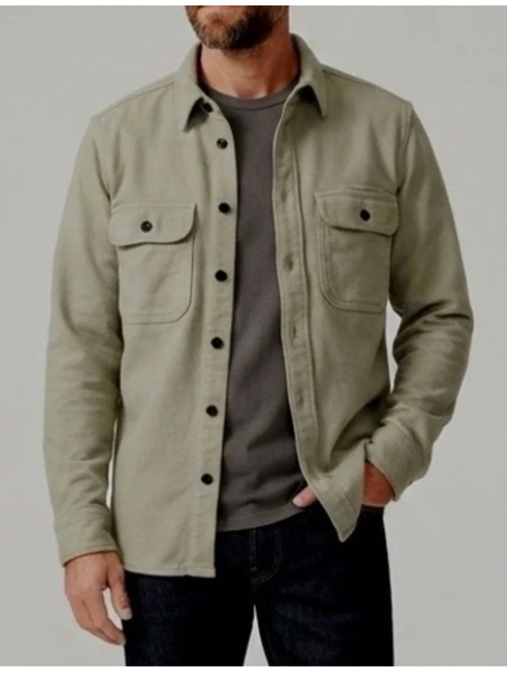 Everlane Men's THE HEAVYWEIGHT OVERSHIRT Size Medium in light sage green